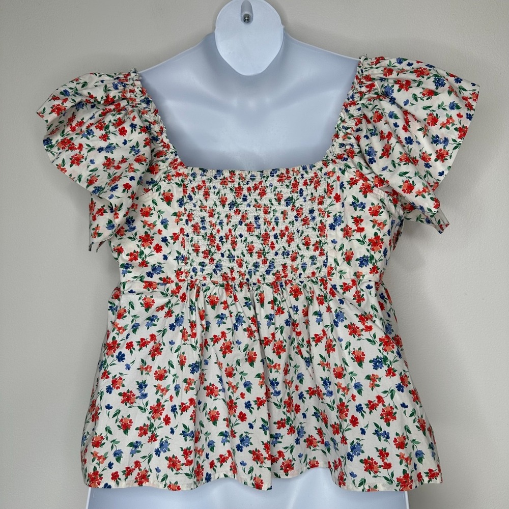 Old Navy Babydoll Top Womens Size XL White Floral Sweetheart Cottagecore Boho - Picture 2 of 12